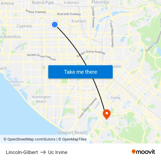 Lincoln-Gilbert to Uc Irvine map