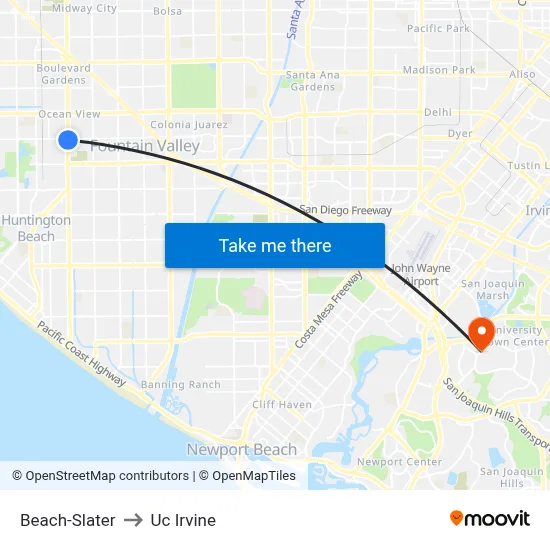 Beach-Slater to Uc Irvine map