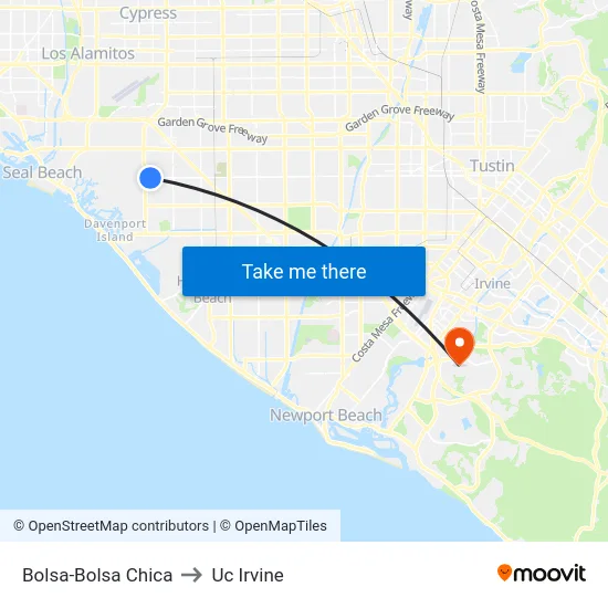 Bolsa-Bolsa Chica to Uc Irvine map