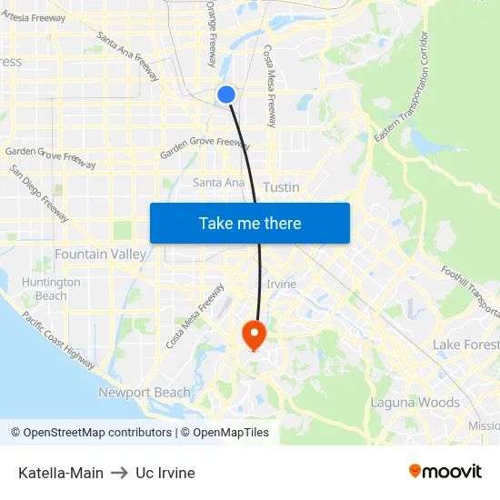 Katella-Main to Uc Irvine map