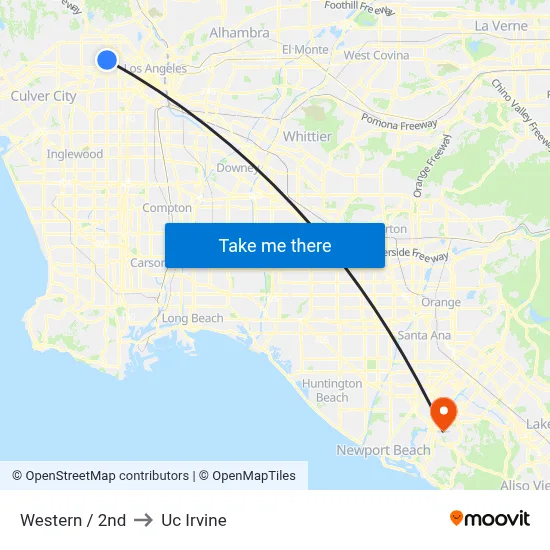 Western / 2nd to Uc Irvine map