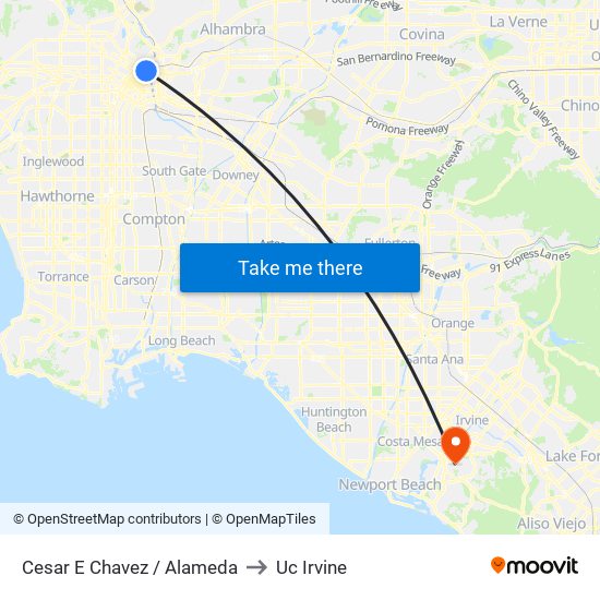 Cesar E Chavez / Alameda to Uc Irvine map