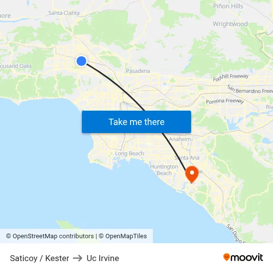 Saticoy / Kester to Uc Irvine map