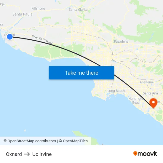 Oxnard to Uc Irvine map