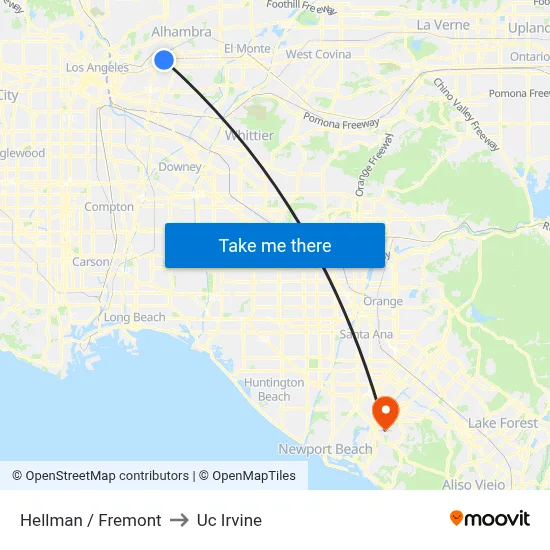 Hellman / Fremont to Uc Irvine map