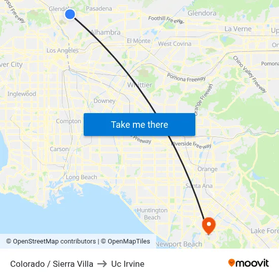 Colorado / Sierra Villa to Uc Irvine map