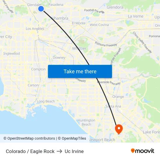 Colorado / Eagle Rock to Uc Irvine map