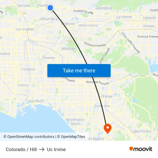 Colorado / Hill to Uc Irvine map