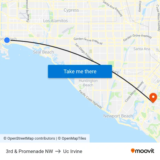 3rd & Promenade NW to Uc Irvine map