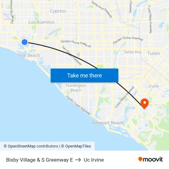 Bixby Village & S Greenway E to Uc Irvine map