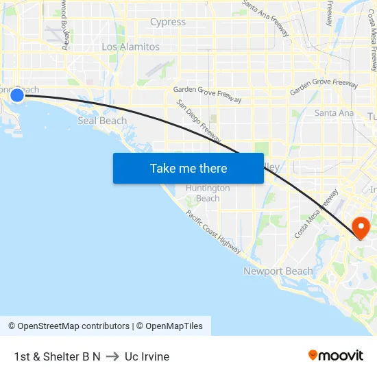 1st & Shelter B N to Uc Irvine map