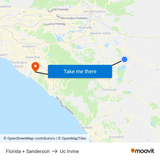 Florida + Sanderson to Uc Irvine map