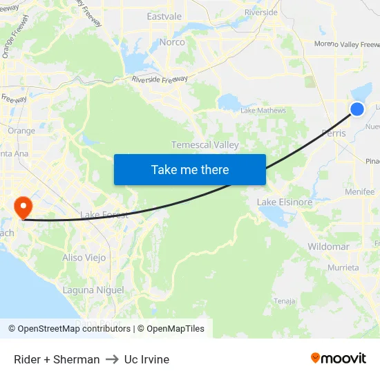 Rider + Sherman to Uc Irvine map