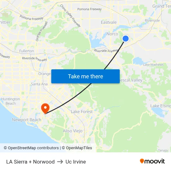 LA Sierra + Norwood to Uc Irvine map