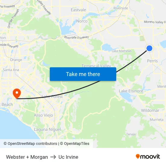 Webster + Morgan to Uc Irvine map