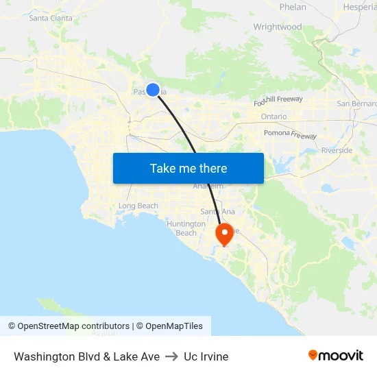 Washington Blvd & Lake Ave to Uc Irvine map