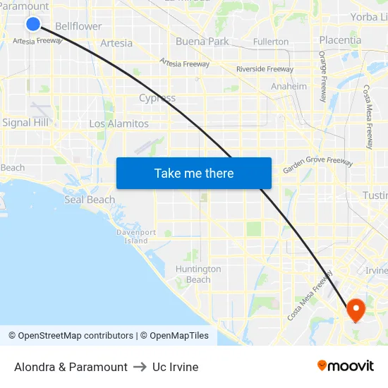 Alondra & Paramount to Uc Irvine map