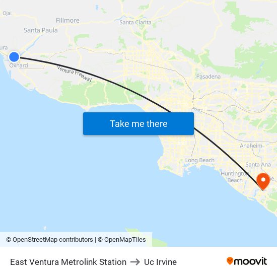 East Ventura Metrolink Station to Uc Irvine map