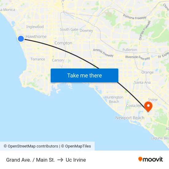 Grand Ave. / Main St. to Uc Irvine map