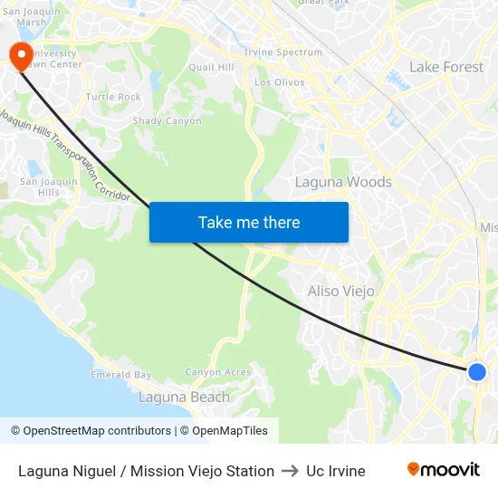 Laguna Niguel / Mission Viejo Station to Uc Irvine map