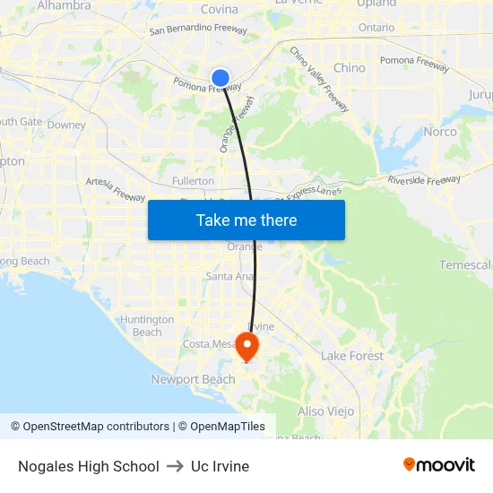 Nogales High School to Uc Irvine map