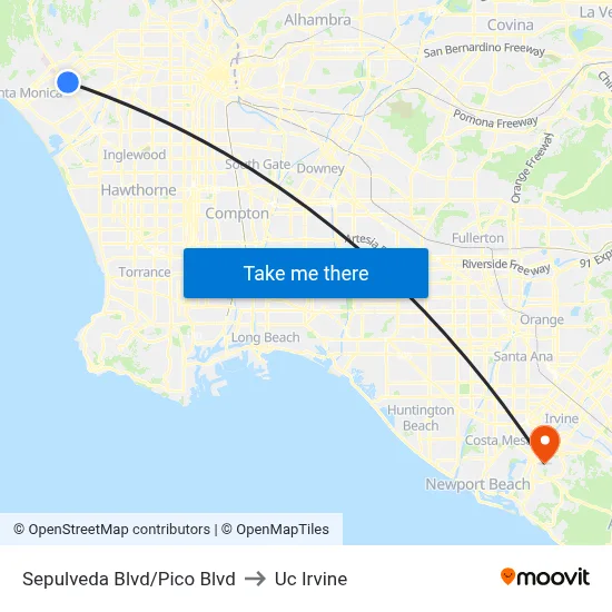 Sepulveda Blvd/Pico Blvd to Uc Irvine map