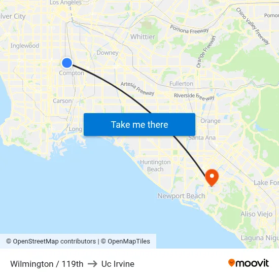 Wilmington / 119th to Uc Irvine map
