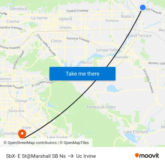 SbX- E St@Marshall SB Ns to Uc Irvine map