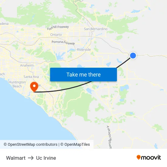 Walmart to Uc Irvine map
