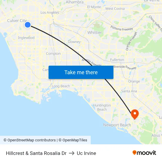 Hillcrest & Santa Rosalia Dr to Uc Irvine map