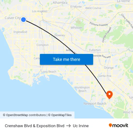 Crenshaw Blvd & Exposition Blvd to Uc Irvine map