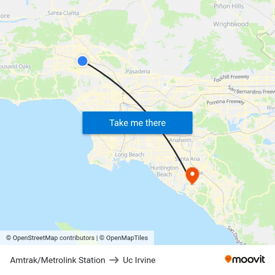 Amtrak/Metrolink Station to Uc Irvine map