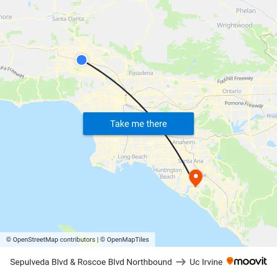 Sepulveda Blvd & Roscoe Blvd Northbound to Uc Irvine map