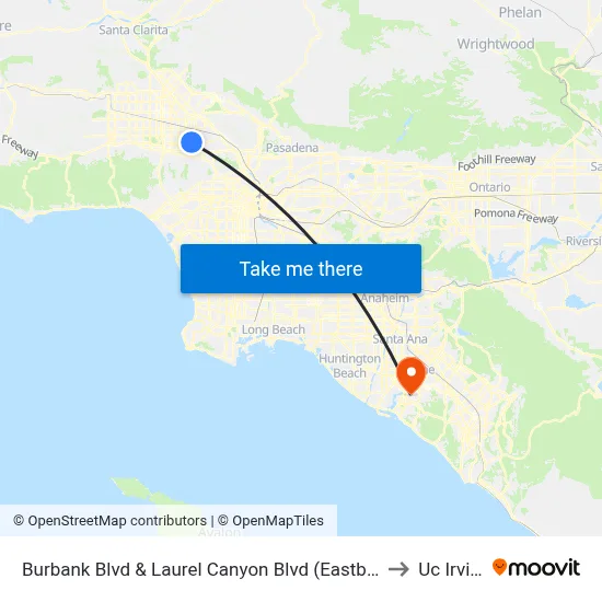 Burbank Blvd & Laurel Canyon Blvd (Eastbound) to Uc Irvine map