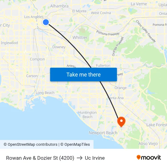 Rowan Ave & Dozier St (4200) to Uc Irvine map