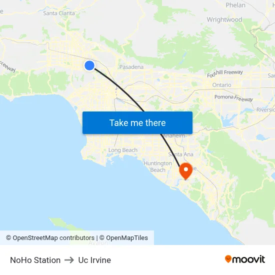 NoHo Station to Uc Irvine map