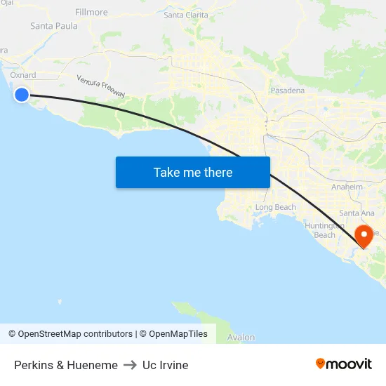 Perkins & Hueneme to Uc Irvine map