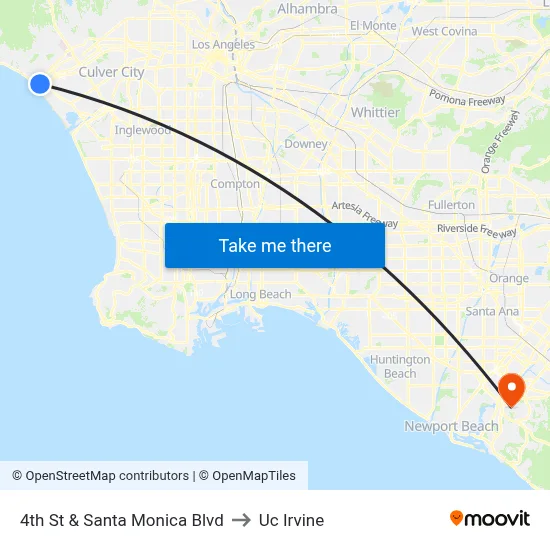4th St & Santa Monica Blvd to Uc Irvine map