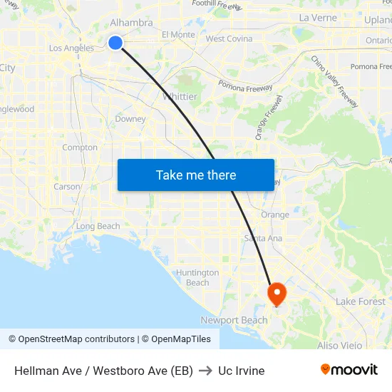Hellman Ave / Westboro Ave (EB) to Uc Irvine map