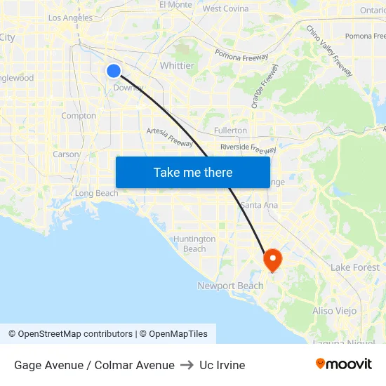 Gage Avenue / Colmar Avenue to Uc Irvine map