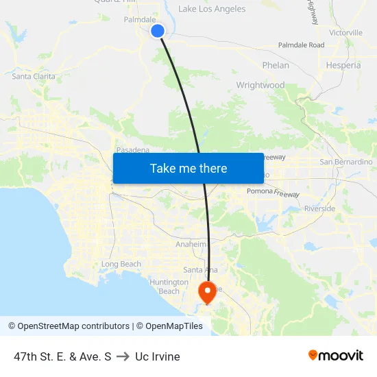 47th St. E. & Ave. S to Uc Irvine map