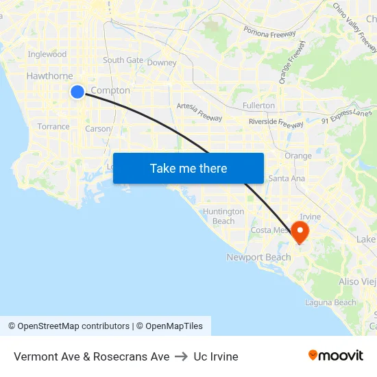 Vermont Ave & Rosecrans Ave to Uc Irvine map