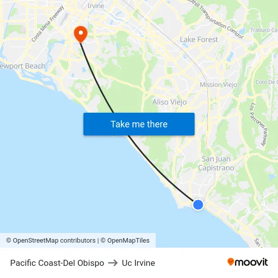 Pacific Coast-Del Obispo to Uc Irvine map