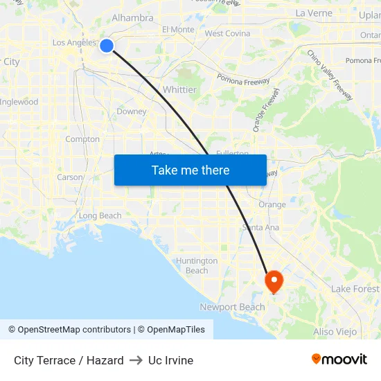 City Terrace / Hazard to Uc Irvine map