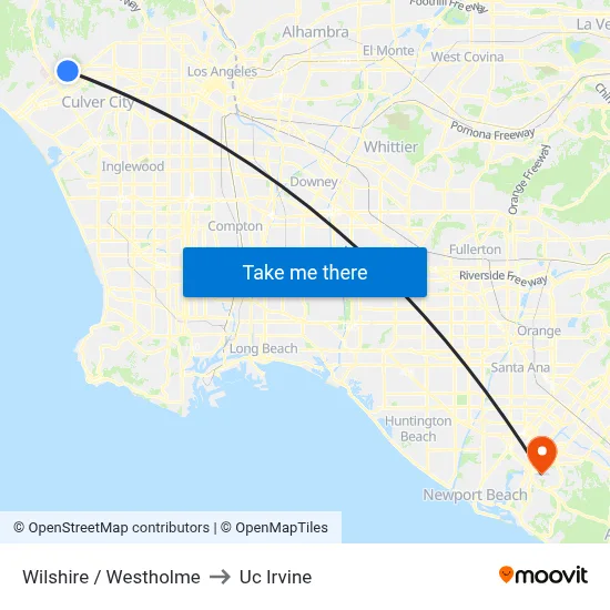 Wilshire / Westholme to Uc Irvine map