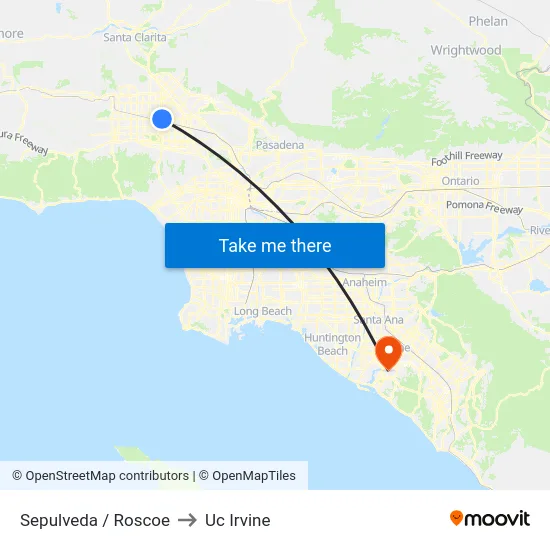 Sepulveda / Roscoe to Uc Irvine map