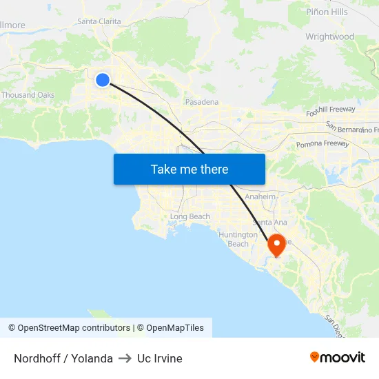 Nordhoff / Yolanda to Uc Irvine map