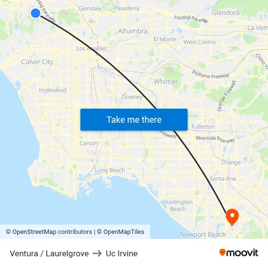 Ventura / Laurelgrove to Uc Irvine map