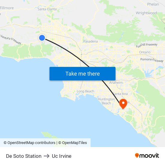 De Soto Station to Uc Irvine map