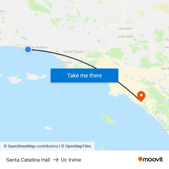 Santa Catalina Hall to Uc Irvine map